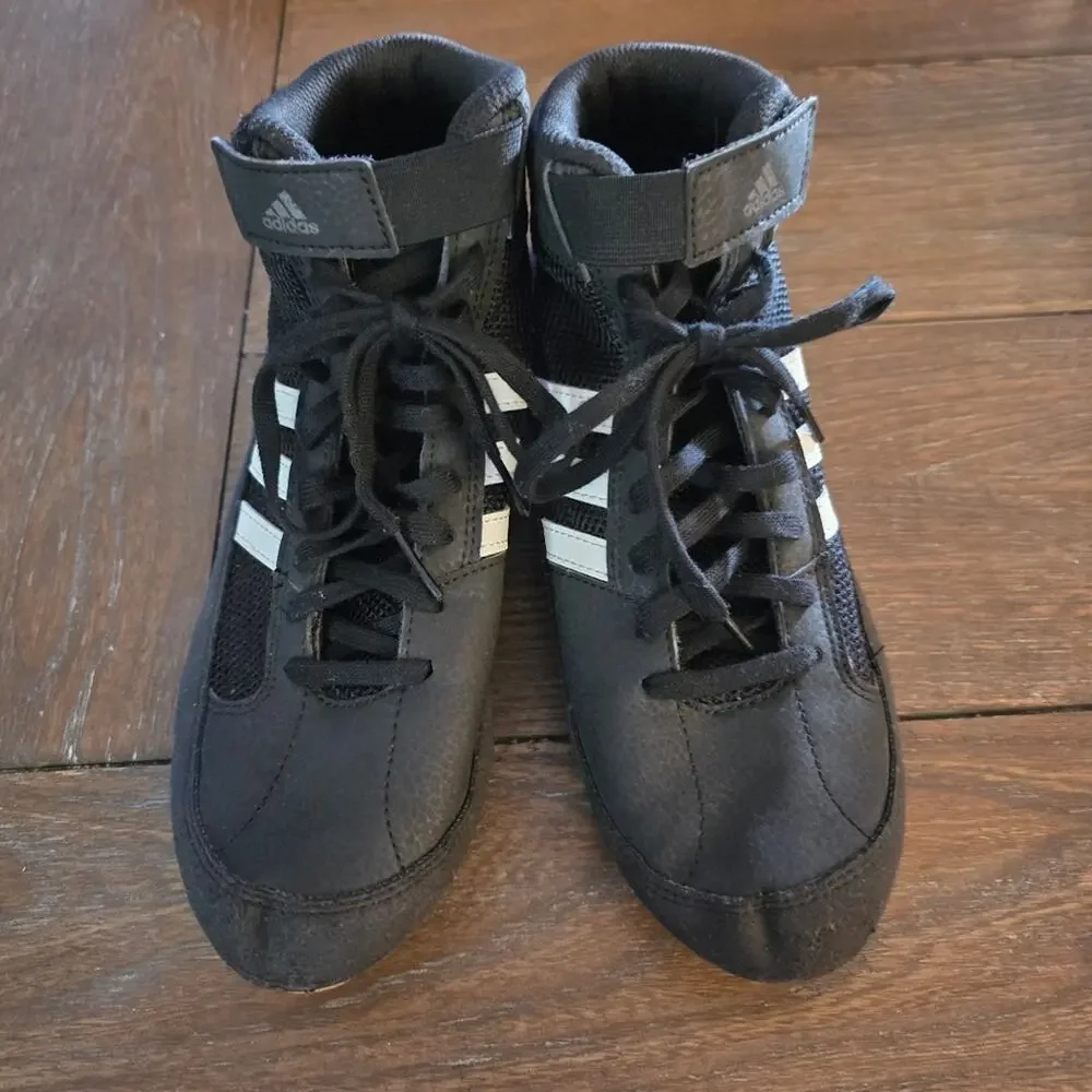 Adidas HVC 2 Wrestling Shoes Men's Size 5 Black White AQ3327 Boxing MMA